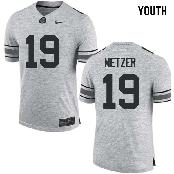 Ohio State Buckeyes Jake Metzer Youth #19 Gray Authentic Stitched College Football Jersey